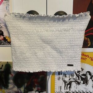 Hollister cropped white ruffled stretchy tube top size small